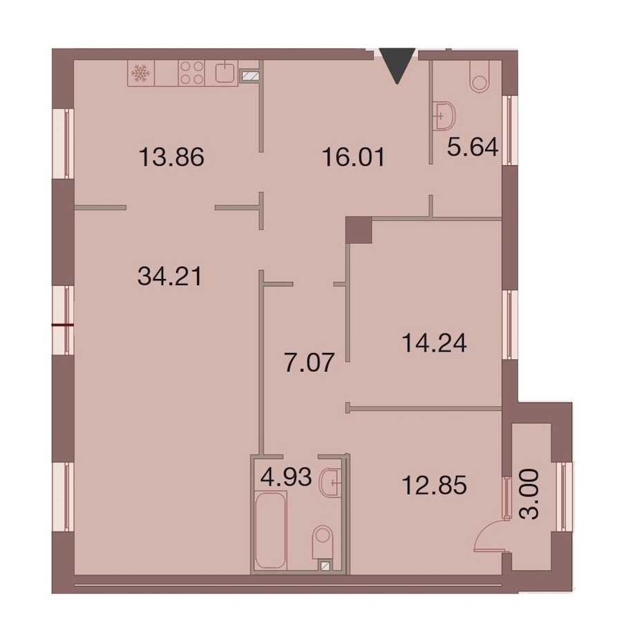 Трехкомнатная квартира в : площадь 110.31 м2 , этаж: 2 – купить в Санкт-Петербурге